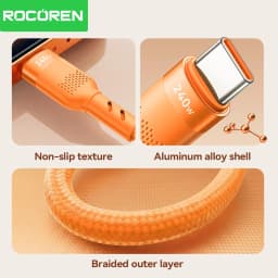 Rocoren 240W USB Cable PD USB C to Type C Cable for Huawei Xiaomi Samsung USB C Fast Charging Chager Cable Cord Type-C Cable