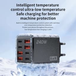 KEBIDUMEI 240W GaN 8-Port Fast Charger Multi-Port USB C Type C PD QC3.0 Charger for MacBook Laptop Phone 17/16/15 Pro