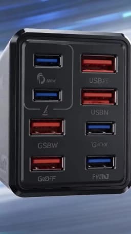 KEBIDUMEI 240W GaN 8-Port Fast Charger Multi-Port USB C Type C PD QC3.0 Charger for MacBook Laptop Phone 17/16/15 Pro