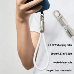 HANNUO 60W Short USB C Cable Fast Charging Type C to Type C Cable Keychain Short Line for iphone Samsung OPPO USB Braided Cable