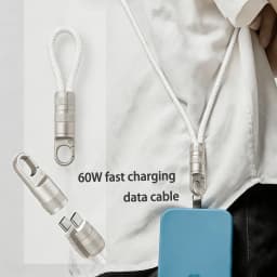 HANNUO 60W Short USB C Cable Fast Charging Type C to Type C Cable Keychain Short Line for iphone Samsung OPPO USB Braided Cable