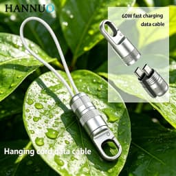 HANNUO 60W Short USB C Cable Fast Charging Type C to Type C Cable Keychain Short Line for iphone Samsung OPPO USB Braided Cable