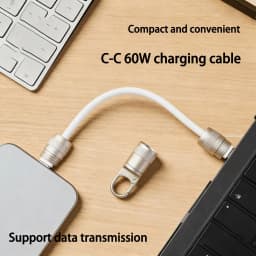 HANNUO 60W Short USB C Cable Fast Charging Type C to Type C Cable Keychain Short Line for iphone Samsung OPPO USB Braided Cable