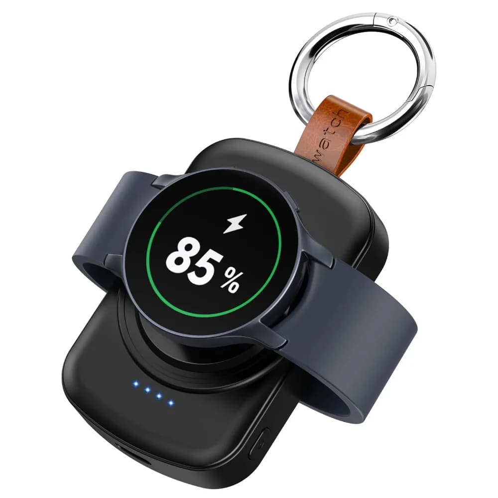 1800mAh Magnetic Smartwatch Wireless Charger Dock with Keychain for Samsung Galaxy Watch 8/7/6 Classic 5/4 Pro/3 Fast Charging