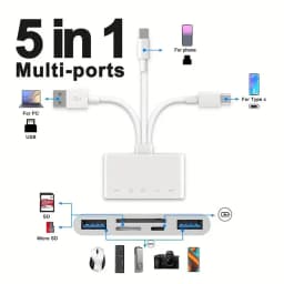 8-in-1 Universal Card Reader SD/TF Slots USB3.0/Type-C/LigtingOTGCamera Adapter For Android/iPhone/iPad External Installation