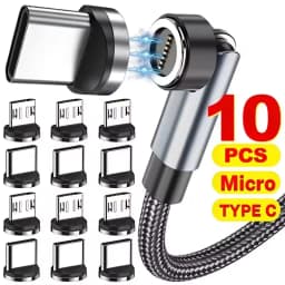 1/5/10PCS USB-A Type C Magnetic Plug Tips Fast Charging Cable Adapter for Samsung Magnet Charger 360° Degree Rotation Connector