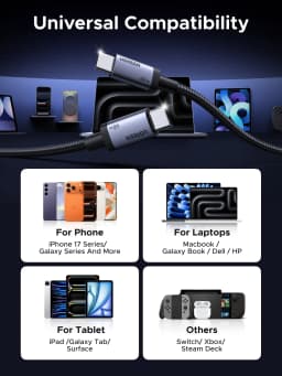 UGREEN PD 60W USB Type C Cable 3A USB-C Fast Charging Code for iPhone 17 16 MacBook Air iPad Samsung Xiaomi Poco Charger Cable