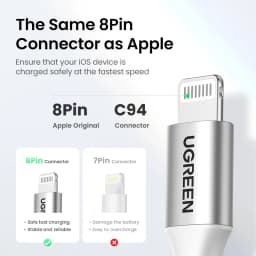UGREEN MFi 20/30W USB Type C to Lightning Cable for iPhone 14 Pro Max 13 12 Plus Mini PD Fast Charging Cable for iPad 1m 2m