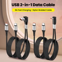 6A USB to Type c Fast Charge Cable 2-in-1 Mobile Phone Charging Cable Dual Type-C Fast Charge Cable for iphone 15 16 Samsung