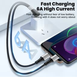 6A USB to Type c Fast Charge Cable 2-in-1 Mobile Phone Charging Cable Dual Type-C Fast Charge Cable for iphone 15 16 Samsung