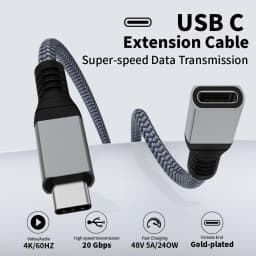 USB C Extension Cable Audio/Video 4K@60HZ Type-C Male To Female USB 3.2 Extender Cable For Macbook Pro Air 20Gbps USB Data Cable