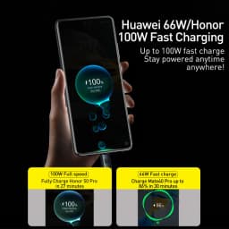 Baseus 6A USB Type C Cable For Realme Huawei P40 Pro 66W Fast Charging Wire USB-C Charger Data Cord For Samsung Oneplus Poco F3
