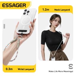 Essager 2 in 1 60W USB-C to Type-C Lanyard Data Cable 3A PD Fast Charging For iPhone 16 15 Samsung Huawei Laptops Anti-lost Rope