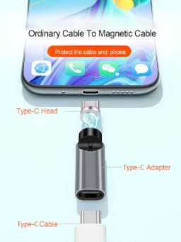 540° Degree Rotating Magnetic Wire Fast Charging PD 5A Adapter For Mobile Phone Accessories Type-C Data Transfer Cable Connector