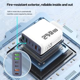 6 Ports USB C PD Charger 240W Quick Charge 3.0 Type C USB Phone Chargers Super Fast Charging Adapter For iPhone Samsung Xiaomi