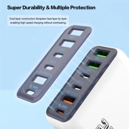 6 Ports USB C PD Charger 240W Quick Charge 3.0 Type C USB Phone Chargers Super Fast Charging Adapter For iPhone Samsung Xiaomi