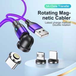AUFU 540 Rotate Magnetic Cable Fast Charging Type C Cable For IPhone16 POCO Redmi Xiaomi Magnet Charger Data Cord Micro USB Wire