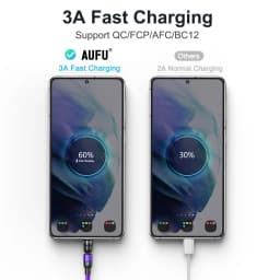 AUFU 540 Rotate Magnetic Cable Fast Charging Type C Cable For IPhone16 POCO Redmi Xiaomi Magnet Charger Data Cord Micro USB Wire