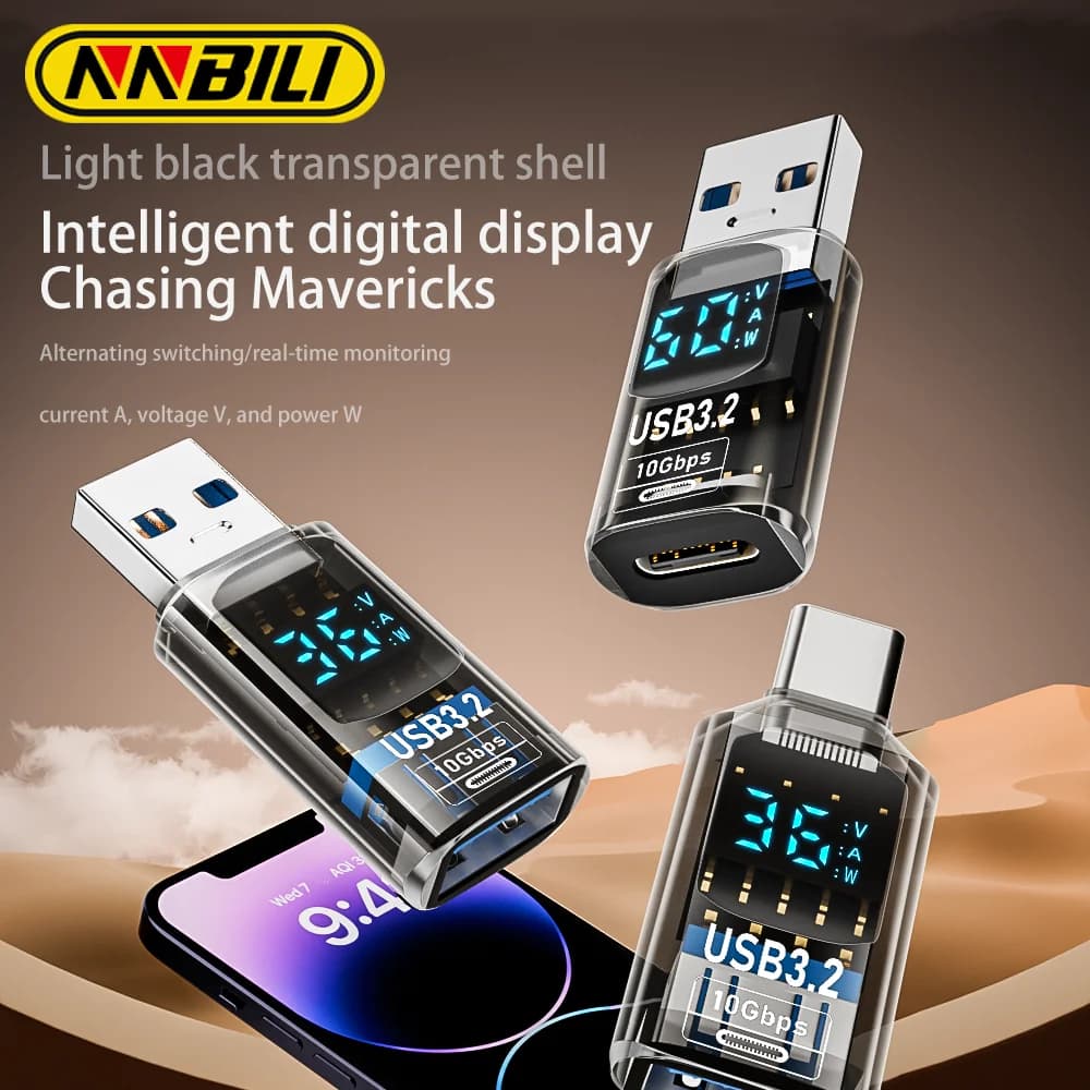 NNBILI USB 3.2 Digital Display Adapter 10Gbps USB Male TO USB Female Converter Fast Charging Data Transafer USB C Adapter For PC