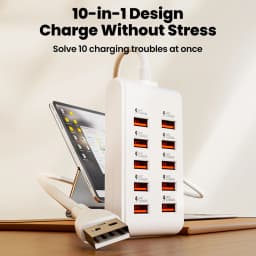 10 in 1 Multi Ports USB A Fast Charger Power Strip Desktop Charging Station 1m Cord USB A HUB Adapter Socket For iPhone Samsung