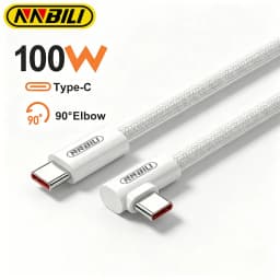 NNBILI 90 Degree Elbow USB C to Type C Fast Charge Cable For iPhone 18 17 Samsung Xiaomi Redmi POCO OnePlus Braided Type C Cable