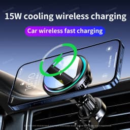 QI2 Ice Cooling Tempered Glass RGB Magnetic Wireless Car Charger Fast Charging Radiator For Magsafe iPhone 12-16 Phone Holder