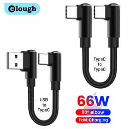 66W 0.25/0.5m Double Elbow Type C Cable Fast Charging USB C to USB C Cable for iPhone15 16 Samsung OPPO Short Data Wire