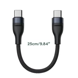 PD60W Type C to Type C Fast Charging Cable 0.25M Short Cable USB C Data Cord for Power Bank Phone Tablet Laptop Portable Charge