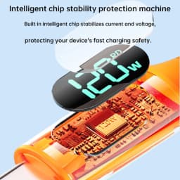 NNBILI 6A USBC To Type C Fast Charging 120W USB Type C LED Digital Display Cable For Samsung HUAWEI Xiaomi Oppo Vivo Charge Cord