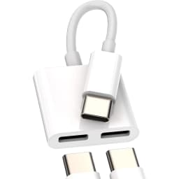 2 in 1 USB C to 3.5mm Audio Adapter Charging Splitter, Type C Aux Headphone Jack Dongle for iPhone 16 15 Pro Max Samsung S22 S21
