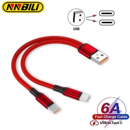 NNBILI 5A 2 in 1 Fast Charging Cable Y Splitter USB to Type C Micro USB Data Cord for Samsung Huawei Xiaomi Redmi Phones