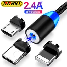 NNBILI LED Magnetic USB Cable Fast Charging Type C Cable Magnet Charger Data Charge Micro USB Cable Mobile Phone Cable USB Cord