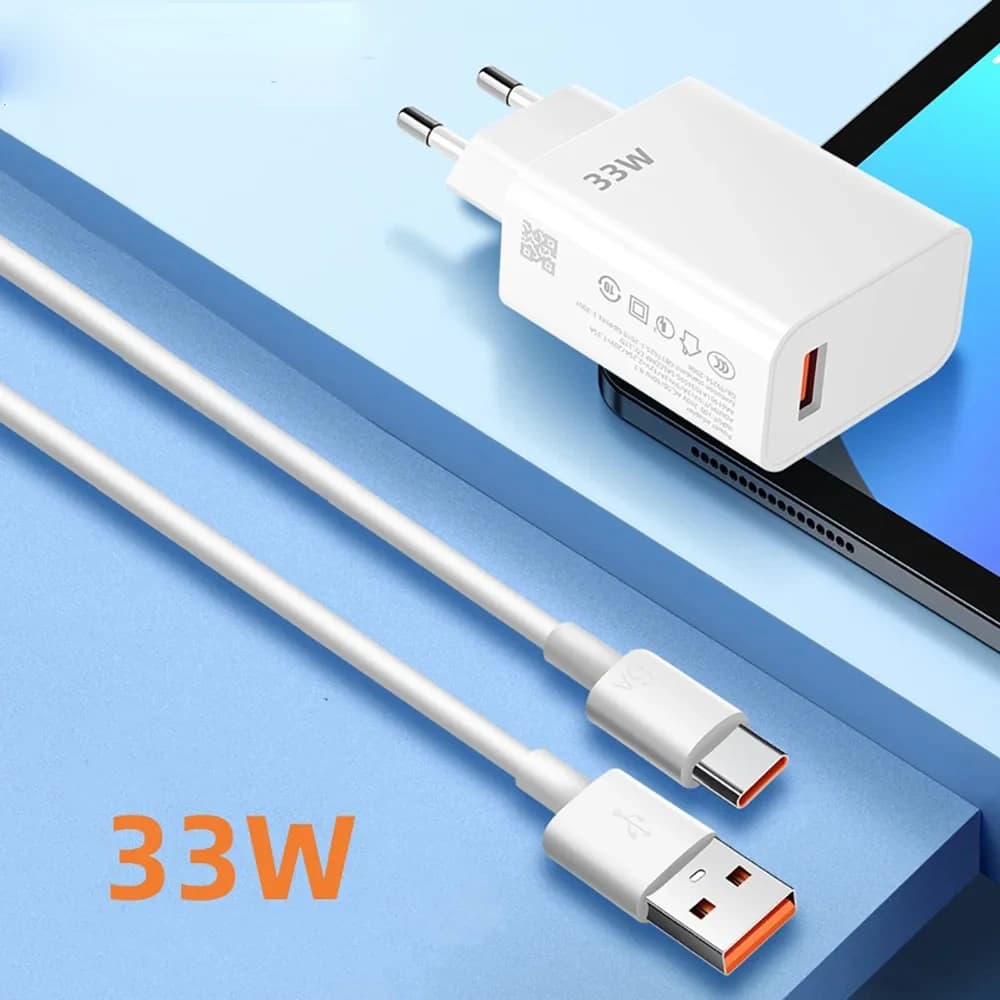 33W USB Charger Fast Charging QC3.0 USB C Type C Cable Wall Phone Charger Adapter For iPhone Huawei Samsung Xiaomi Quick Charge