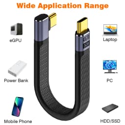USB4 Elbow Short Cable 13.5cm Thunderbolt4 Type C Cable 40Gbps PD240W Charging Cable for SSD Laptop Macbook Phone IPhone15 iPad