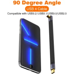 USB4 Elbow Short Cable 13.5cm Thunderbolt4 Type C Cable 40Gbps PD240W Charging Cable for SSD Laptop Macbook Phone IPhone15 iPad
