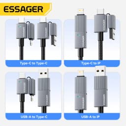 Essager 240W 4-in-1 Fast Charging Cable for IPhone17 16 15 Pro Max Macbook iPad Xiaomi Samsung Macbook USB Type C To USB C Cable