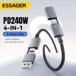 Essager 240W 4-in-1 Fast Charging Cable for IPhone17 16 15 Pro Max Macbook iPad Xiaomi Samsung Macbook USB Type C To USB C Cable