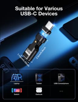 AUFU 240W Type C Adapter 16Pin USB-C to Type-C Fast Charging Cable Magnetic USB C Female Converter for Macbook iPhone 16 15 Xiao