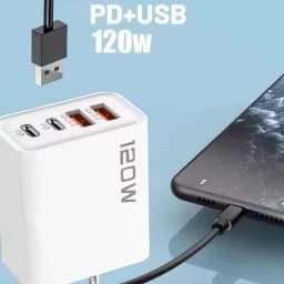 New 120W 4 Port USB Type C Charger Fast Charging Data Cable USB Phone Charger Adapter For Samsung iPhone Huawei Wall Charger