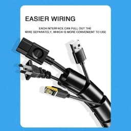 2M/1M Black Cable Wire Protector Cable Organizer Management Pipe Flexible Wire Wrap Line Coiled Tube Office Cord Sleeve Cover