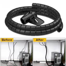 2M/1M Black Cable Wire Protector Cable Organizer Management Pipe Flexible Wire Wrap Line Coiled Tube Office Cord Sleeve Cover