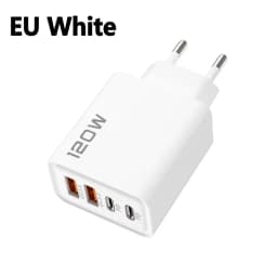 4 Port 120W USB C Fast Charger Station PD QC3.0 Wall Adapter Data Cable For iPhone Samsung Xiaomi Huawei EU US UK Plug Travel