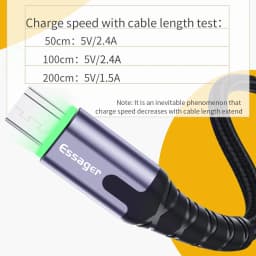 Essager LED Micro USB Cable For Xiaomi Samsung Android 3A Fast Charging Data Wire Cord Microusb Charger Mobile Phone Cable 2M 3M