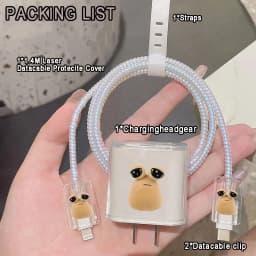 Cute Cartoon Charger Cable Protector Cover For IPhone 15 14 13 18W 20W Charging Head Transparent soft shell Protection Sleeve