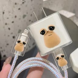 Cute Cartoon Charger Cable Protector Cover For IPhone 15 14 13 18W 20W Charging Head Transparent soft shell Protection Sleeve