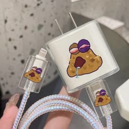 Cute Cartoon Charger Cable Protector Cover For IPhone 15 14 13 18W 20W Charging Head Transparent soft shell Protection Sleeve
