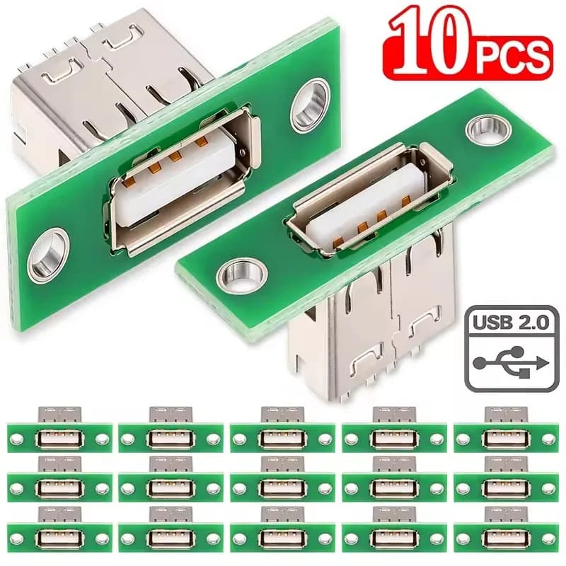1/10Pcs Panel Mounting Repair Charging Interface USB With Fixed Board Connector Repair USB 2.0 Charging Interface Socket Port