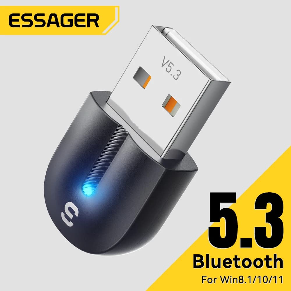 Essager USB Bluetooth 5.3 Adapter Aux Audio Receiver Transmitter For PC Speaker Laptop Wireless Mouse Soundbox USB Transmitter