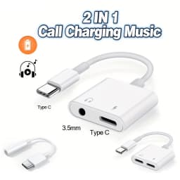 2-in-1 Audio Adapter USB C to 3 5 MM Jack Type-C Charging 3.5MM Aux Cable for Samsung Xiaomi Huawei Wired Headphones Connector