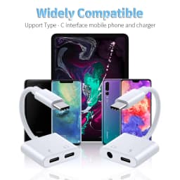 2-in-1 Audio Adapter USB C to 3 5 MM Jack Type-C Charging 3.5MM Aux Cable for Samsung Xiaomi Huawei Wired Headphones Connector
